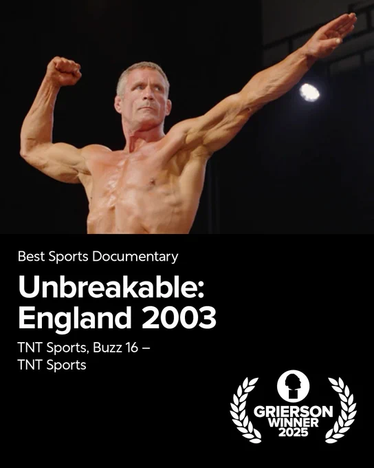 A film still of Unbreakable: England 2003, winner of the Best Sports Documentary award for 2025 