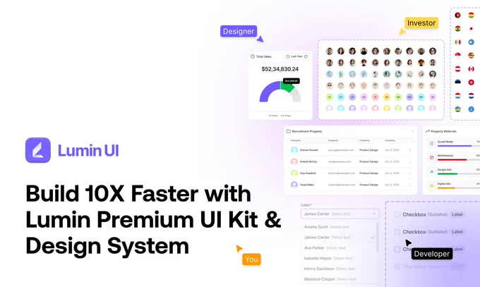 For months, creators kept telling me the same thing:

“We’re spending too much time rebuilding the same work.”

And they were right.
Designers lose 100  hours every month on repetitive tasks — UI guidelines, components, wireframes, the same flows again and again.
That’s over 1200 hours every year gone.

That’s exactly why I built Lumin UI — a complete design system   premium UI kit to help creators work faster and stop repeating the same tasks.

And today, after months of refinement and user feedback, we’re launching Version 2.0 — now packed with 10,000  design assets.

Last 3 months alone:
💛 3,500  creators used Lumin UI
⏱️ Many saved 100  hours per month

To celebrate the launch:
🎟️ Use code: "PH20" for 20% OFF (limited time)

✨ What’s new in Lumin UI 2.0?

🎨 Design Tokens & Variables
⚡ Optimized Auto Layout
📦 5000  components
🧩 500  wireframe sections
🖥️ 50  website templates
📚 1000  website sections
📊 10  dashboards
🧷 100  app widgets
🔄 New assets added monthly

If you wa