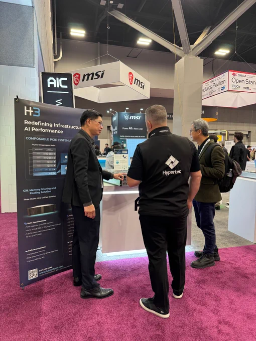 Visitors checking out GPU-accelerated AI storage and CXL memory solutions_1