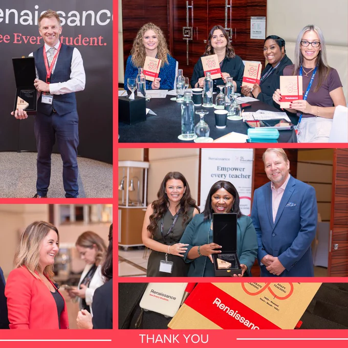 Collage of images from a Renaissance corporate event featuring attendees in various interactions, including presentations, award ceremonies, and networking activities.