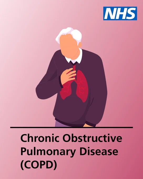 An illustration of a person holding their chest. Text reads 'Chronic Obstructive Pulmonary Disease (COPD).'