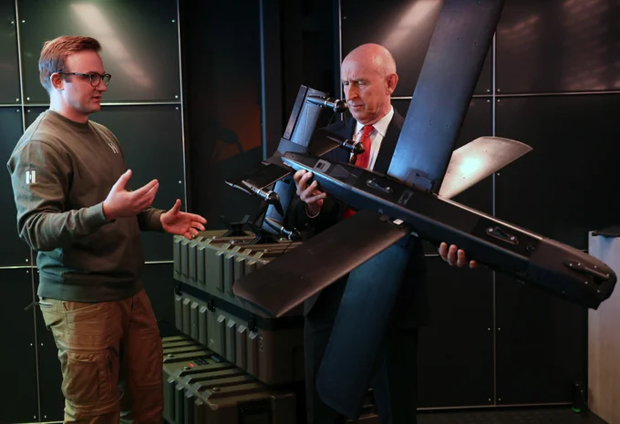 Image of the Secretary of State for Defence The Rt Hon John Healey MP, seen here being shown around Helsing’s new ‘resilience factory’ in Plymouth today (19/11/2025).  