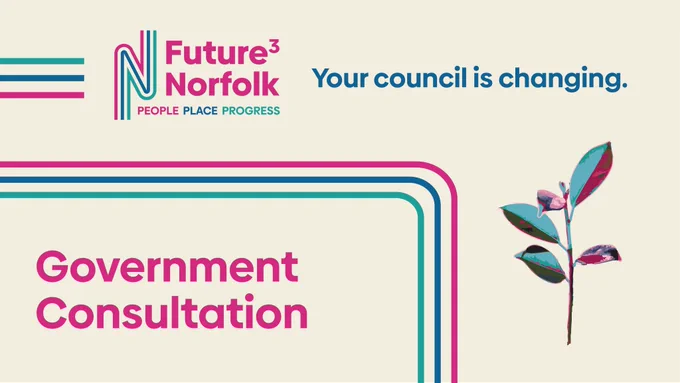 graphic with text saying - Government Consultation and your council is changing' with a flower
