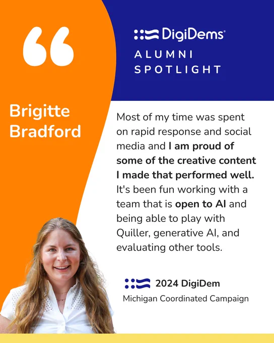 Brigitte Bradford, 2024 DigiDem with the Michigan Coordinated Campaign.