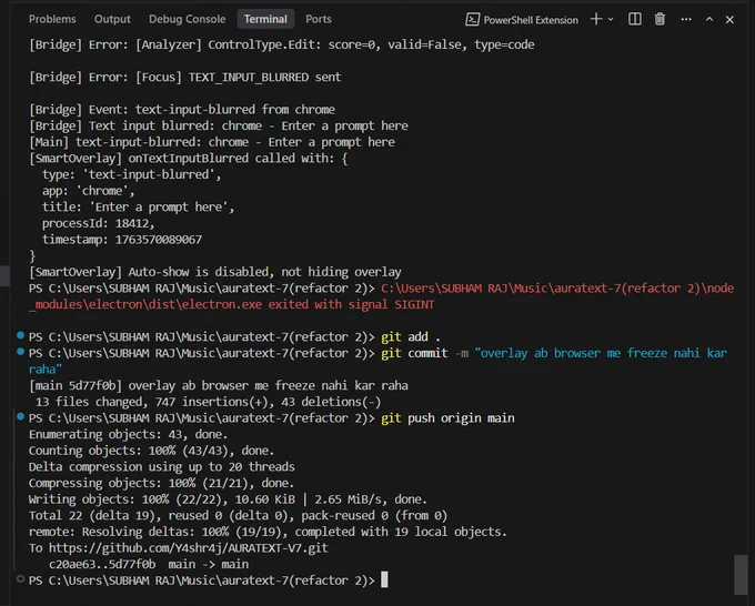 screenshot of the terminal