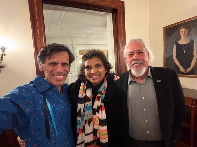 Selfie of Dr. Rao, his wife Monica, and a gentleman representing one of Virginia's Native nations.