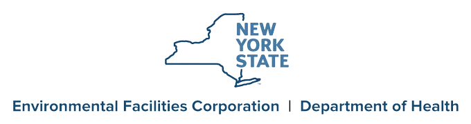 Environmental Facilities Corporation and Department of Health logo lock-up under the New York State brand mark
