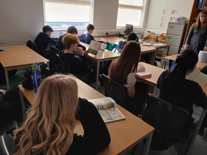 S2 pupils reading in class to celebrate Book Week Scotland 2025