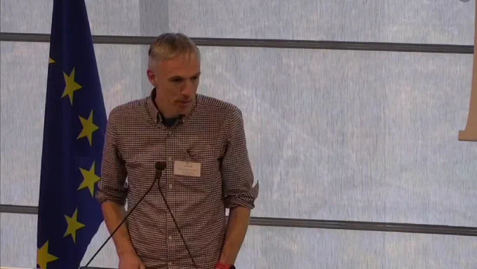 Photo of Professor Andy Tatem presenting at the Human Planet Forum 2025