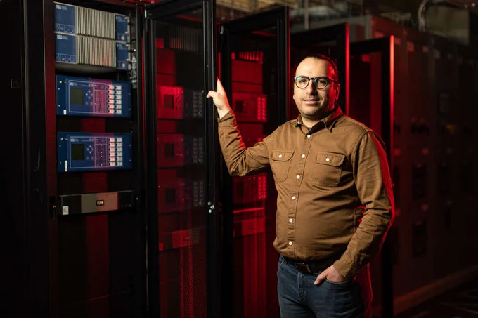 Dr. Mahmoud Kabalan in the St. Thomas Center for Microgrid Research.