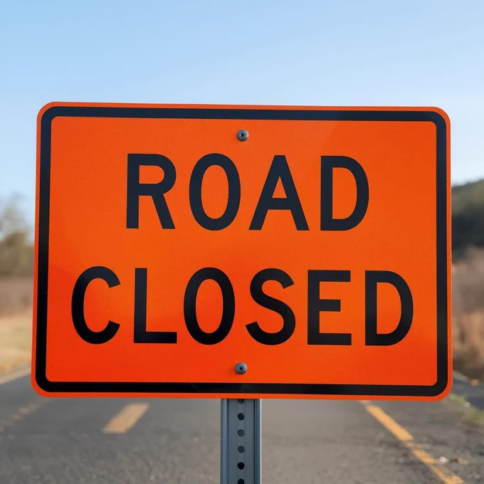 Sign saying "Road Closed" (AI generated)