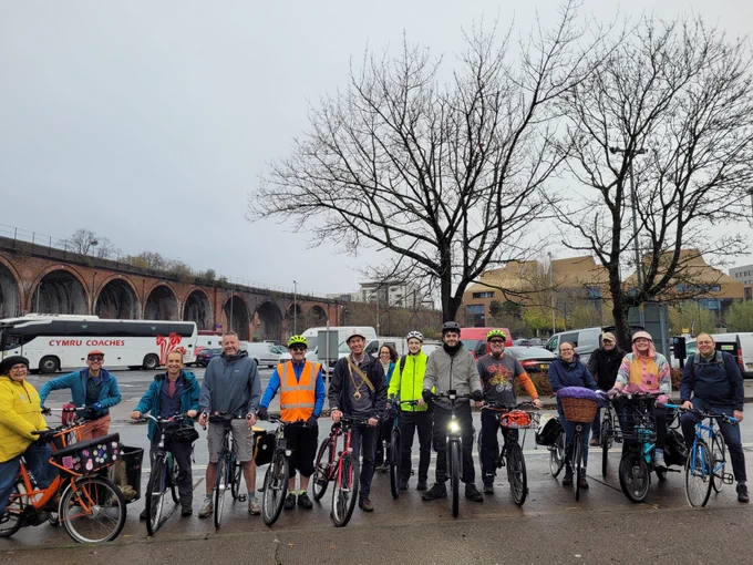 People on bikes at the Bike Worcester event