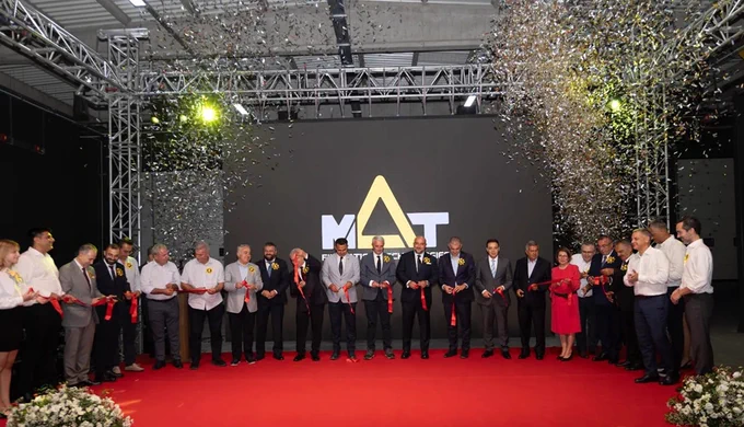 A crowd at the opening of MAT Filtration Technologies' new factory.