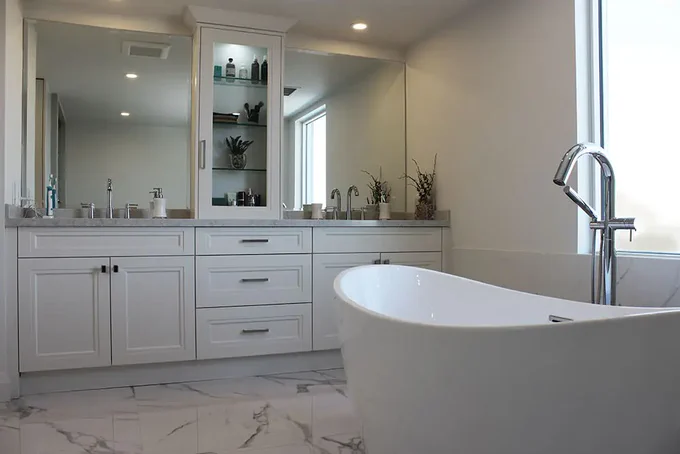 BATHROOM RENOVATION DOUBLE SINK PAINTED HIGH-END VANITY

Step into pure luxury ✨ This stunning double-sink, high-end painted vanity—beautifully designed and built by Joseph Kitchen Toronto—transforms any bathroom into a serene spa escape 🛁🌿 Sleek lines, premium finishes, and a bright, modern aesthetic make this space both functional and breathtaking. Ready to elevate your home? Let expert craftsmanship bring your vision to life!
