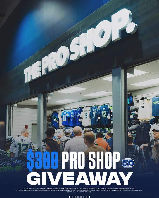 Like & repost for a chance to win a $300 Seahawks Pro Shop Gift Card!