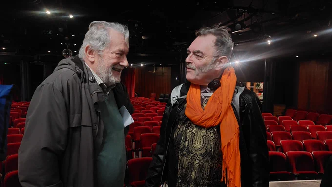 Hugo Myatt (Treguard) and Mark Knight (Lord Fear) meet ahead of the Knightmare Live 10th Anniversary Tour finale at the Leicester Square Theatre, London. Credit: Jackie Vance