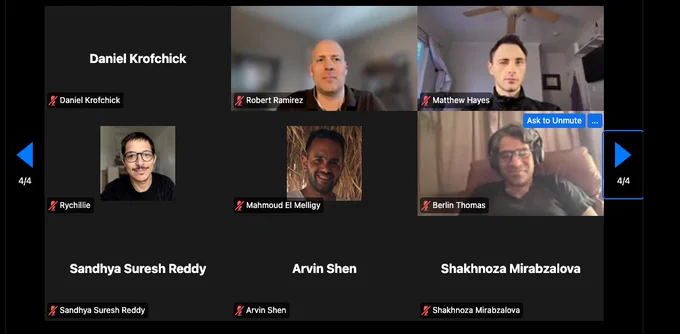 Participants on a Zoom call for iOSDevHappyHour