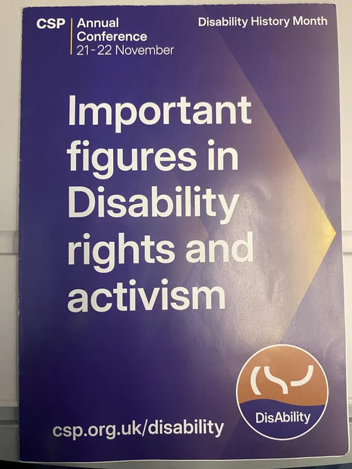 The front of a leaflet titled “Important Figures in Disability rights and activism”