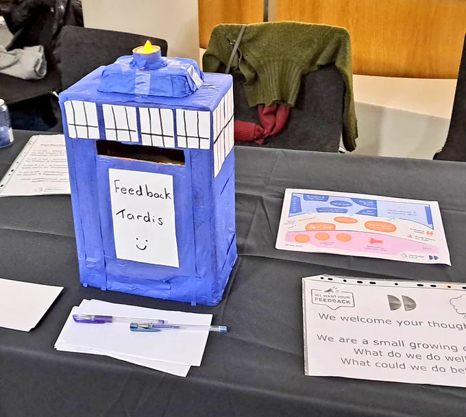 Model of a Dr Who Tardis blue police box