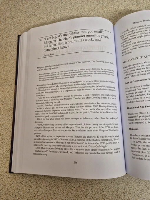 Peter Just's chapter in the Philip Norton and Matt Beech edited collection entitled 'Elgar Companion to Margaret Thatcher'.