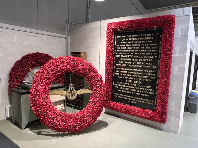 An RAF poppy wreath on display at the Richmond Poppy Factory.