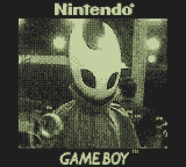 A photo of a silksong cosplayer taken on a Gameboy camera