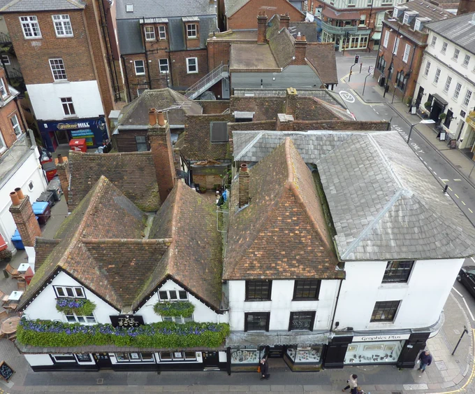 View of urban buildings in St Albans.