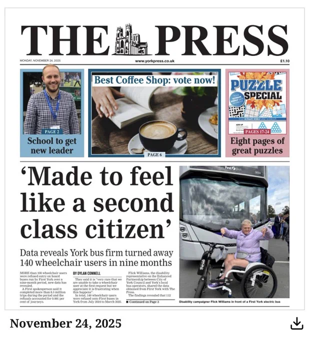 Screenshot of front page of today’s York Press