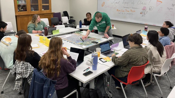 GEOG 308 "Biogeography" class playing the “Grizzly Game”