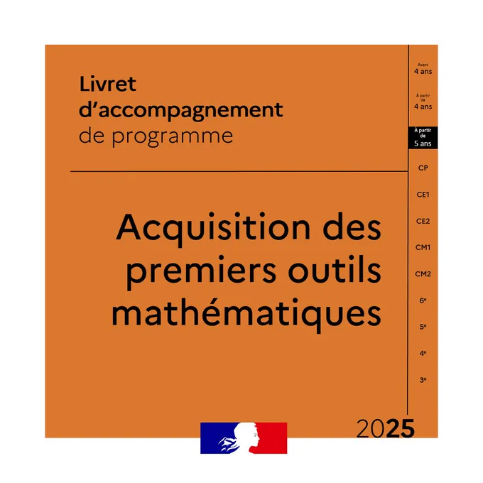 Visuel de couverture du Livret d’accompagnement du programme de mathématiques Acquisition des premiers outils mathématiques à partir de 5 ans