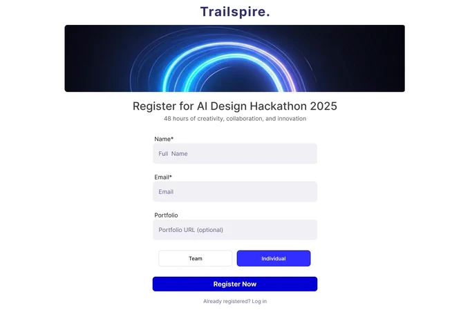 Hackathon Sign up Page