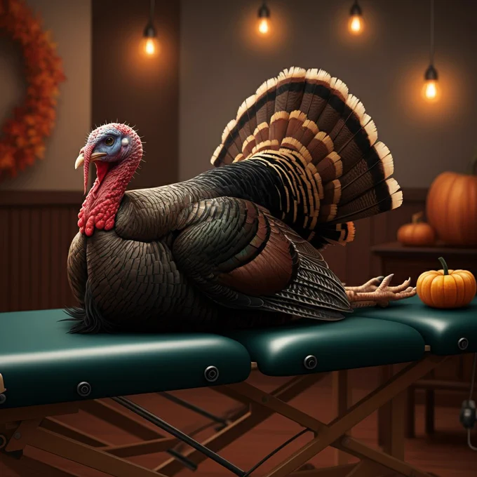 A festive Thanksgiving-themed graphic for Los Angeles Spinal Decompression™. The background features warm autumn colors such as deep oranges, browns, and golds, decorated with fall leaves, pumpkins, and soft seasonal accents. Centered text shares a Thanksgiving message expressing gratitude for patients and highlighting the importance of spinal health. Additional text explains that non-surgical spinal decompression can help relieve back pain, herniated discs, sciatica, and nerve pressure, encouraging patients to prioritize their wellness during the holiday season. A reminder notes that FSA benefits can be used before the end of the year for spinal care services. The graphic also states that the office will be closed on Thursday (11/27) and Friday (11/28) for the holiday, with regular hours resuming the following week. The phone number 310-914-9422 is displayed as a call-to-action for scheduling appointments. Thanksgiving-themed icons and warm, inviting typography complete the design.