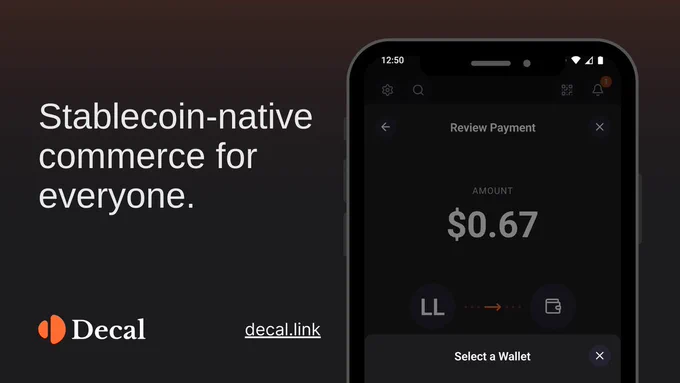 Decal: stablecoin-native commerce for everyone, launching first on Solana Seeker.