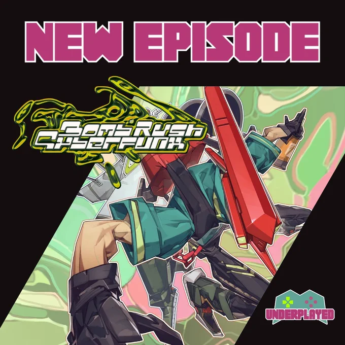 A New Episode graphic featuring the logo and key art for Bomb Rush Cyberfunk