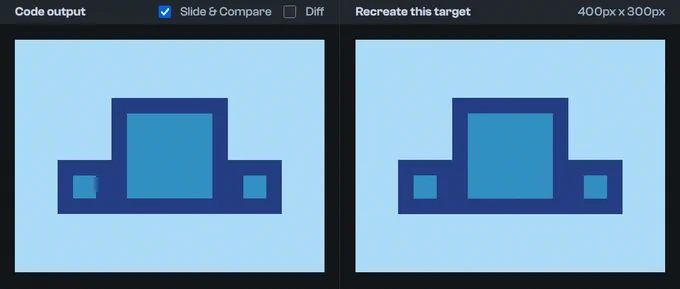 Day 54 — left: my output, right: target UI. Three solutions using three distinct approaches.