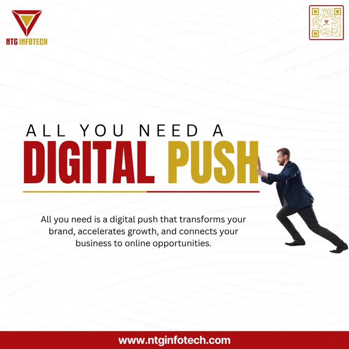 NTG Infotech creative featuring business expansion message “All you need is a digital push”.