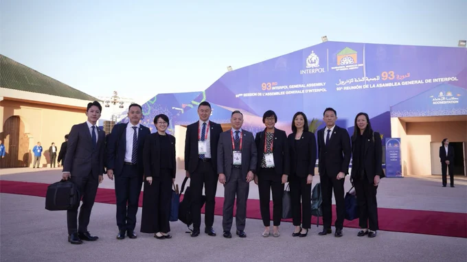 The HKPF delegation—headed by the Commissioner of 🇭🇰Police CHOW Yat-ming, Joe (centre)—attending the 93rd 🗺️INTERPOL General Assembly taking place in📍Marrakech, Morocco🇲🇦 on NOV 24-27, 2025