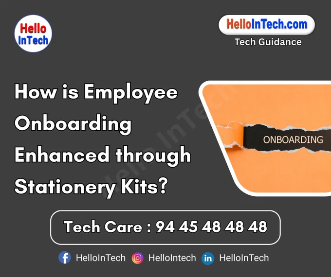 A thoughtfully designed stationery kit helps new employees feel welcomed and valued from day one. It acts as a tangible expression of the company’s identity, setting the tone for workplace culture and professional standards.

Includes branded essentials like notebooks, pens, folders, and ID card holders

Uses company colors, logos, and messaging to create visual consistency

𝐏𝐥𝐞𝐚𝐬𝐞 𝐅𝐨𝐥𝐥𝐨𝐰 & 𝐒𝐡𝐚𝐫𝐞 -𝗛𝗜𝗧 𝐓𝐨𝐮𝐫 𝐨𝐧 𝐒𝐨𝐜𝐢𝐚𝐥 𝐌𝐞𝐝𝐢𝐚 𝐏𝐚𝐠𝐞𝐬:

📞 𝗖𝗮𝗹𝗹 𝘂𝘀 𝘁𝗼𝗱𝗮𝘆: 94 45 48 48 48
🌐 𝗪𝗲𝗯𝘀𝗶𝘁𝗲: https://hellointech.com/i-news/
📧𝗘𝗺𝗮𝗶𝗹 𝗜𝗗: hellointech.com@gmail.com
👉 𝗙𝗮𝗰𝗲𝗯𝗼𝗼𝗸: https://www.facebook.com/HelloInTech/
👉 𝗜𝗻𝘀𝘁𝗮𝗴𝗿𝗮𝗺: www.instagram.com/Hello_intech
👉 𝗟𝗶𝗻𝗸𝗲𝗱𝗜𝗻: https://www.linkedin.com/in/hello-intech-19ba10220/
👉 𝗧𝘄𝗶𝘁𝘁𝗲𝗿/𝗫: https://x.com/HelloIntec13514
👉 𝗧𝗲𝗹𝗲𝗴𝗿𝗮𝗺: https://t.me/HelloInTech
👉 𝗪𝗵𝗮𝘁𝘀𝗔𝗽𝗽: https://wa.me/9445484848

