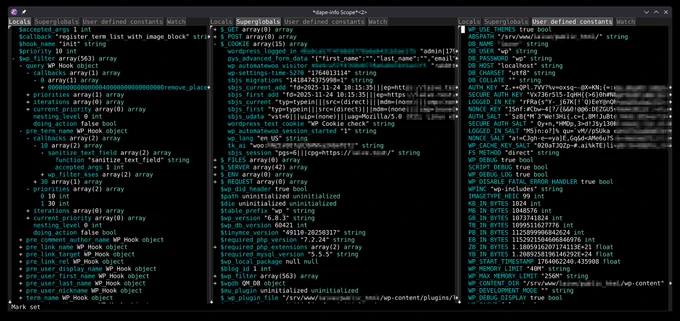 Inspecting state in WordPress wp-includes/plugin.php:124