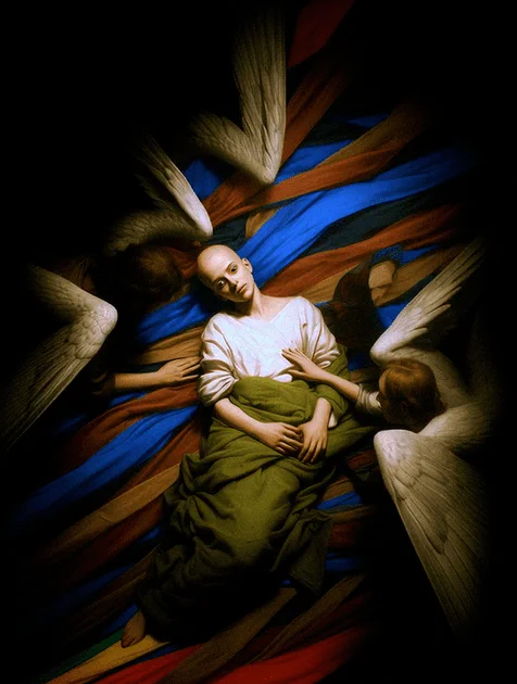Heaven’s Performance by @stripedrop 

They told her light heals all wounds. She felt it burn.