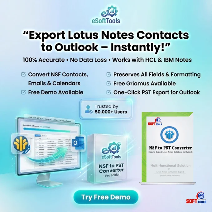 Exporting Lotus Notes contacts to Outlook - Use eSoftTools NSF to PST Converter Software
