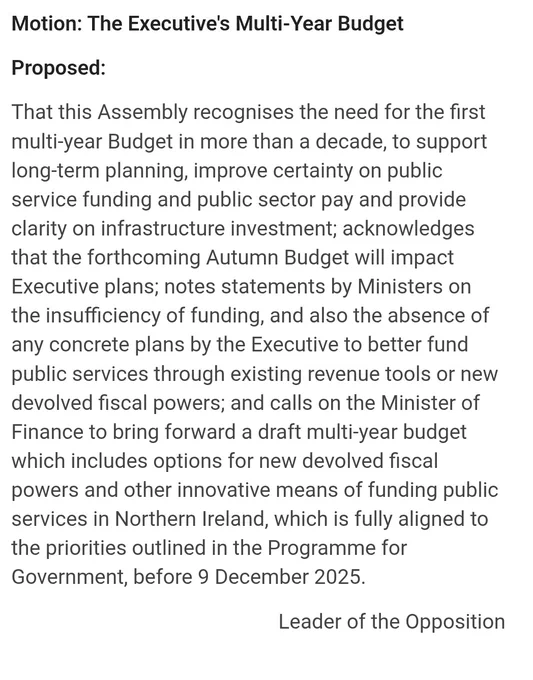 Opposition motion on multi-year Budget 