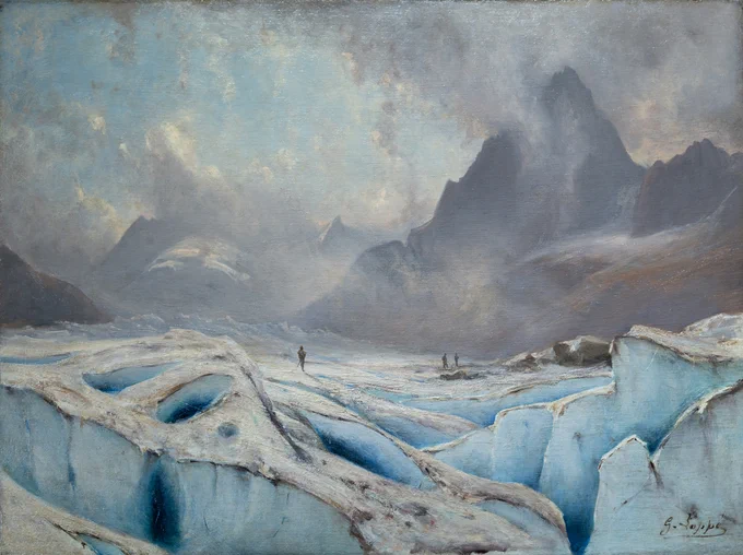 Légende visuel
La Mer de Glace et l’Aiguille des Grands Charmoz
Huile sur toile
Collection particulière
📷 Pascal Tournaire
