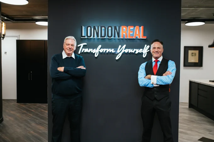 David Icke and Brian Rose at London Real Studios in London.