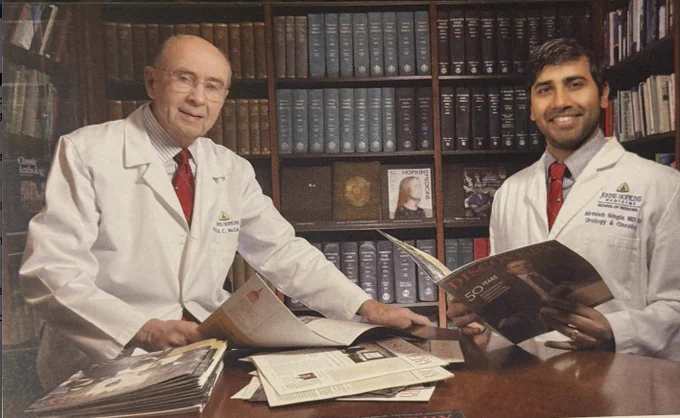 Dr Patrick Walsh with Dr Nirmish Singla at Johns Hopkins