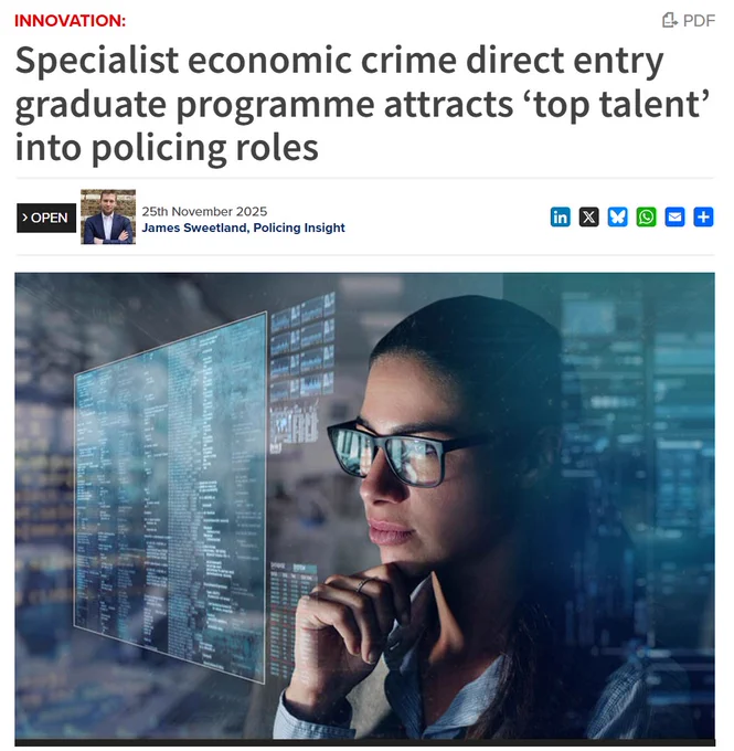 Specialist economic crime direct entry graduate programme attracts ‘top talent’ into policing roles