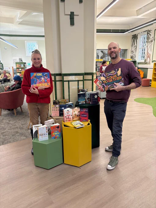 Councillor Tina Kirwin-McGinley with Councillor Mathew Benham at Chorlton Library.