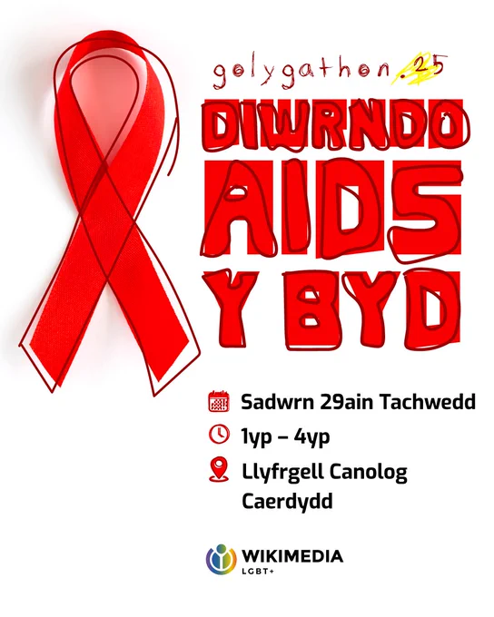  Golygathon Diwrnod AIDS y Byd, Sadwrn 29ain Tachwedd, 1yp-4yp. Llyfrgell Canolog Caerdydd