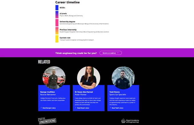 Screenshot 4/4 - 'Kim Everitt' engineer profile page on the This is Engineering Website.