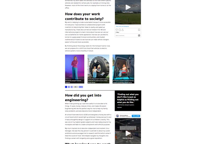 Screenshot 2/4 - 'Kim Everitt' engineer profile page on the This is Engineering Website.